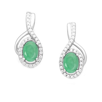 Silver 925 Drip Natural Emerald (2.00ct) Earrings