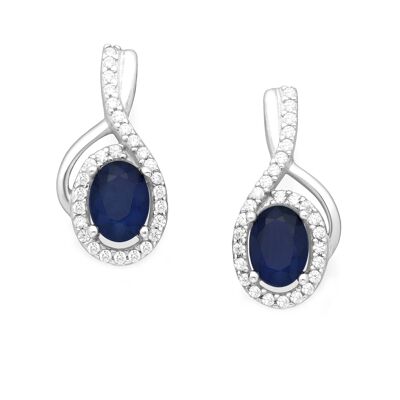 Boucles d'oreilles en argent 925 avec saphir naturel goutte à goutte (2,00 ct)