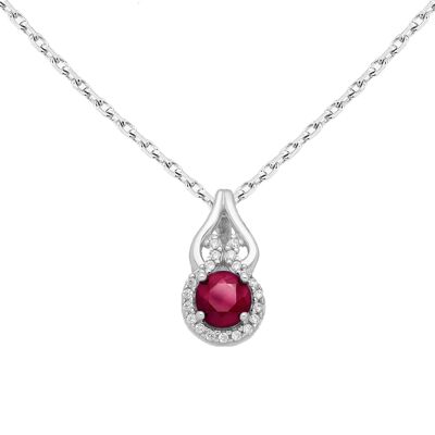 Silver 925 Dripelle Natural Ruby (0.90ct) Necklace