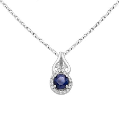Silver 925 Dripelle Natural Sapphire (0.90ct) Necklace