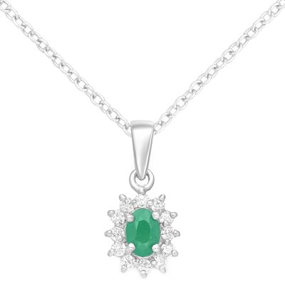 Collana in argento 925 con smeraldo naturale Earl (0,60 ct).