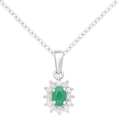 Silver 925 Earl Natural Emerald (0.60ct) Necklace