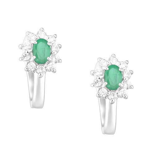 Silver 925 Earl Natural Emerald (1.20ct) Earrings