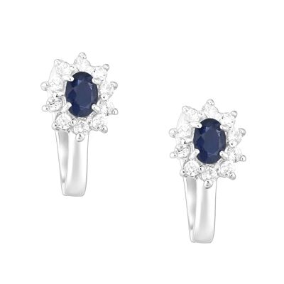 Silver 925 Earl Natural Sapphire (1.20ct) Earrings