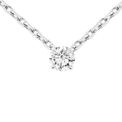 Collier Or Blanc 18K Solitaire Diamant 0.10ct