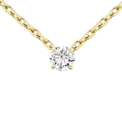 Collana in oro giallo 18 carati con diamante solitario da 0,10 ct