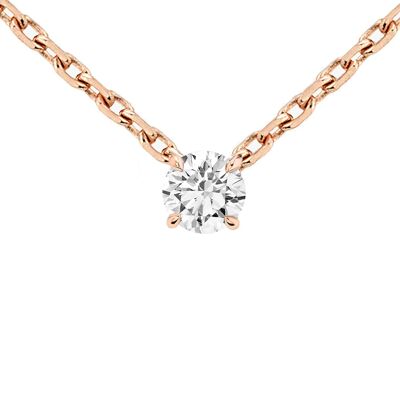 Gold 18K Solitaire Diamond 0.10ct Pink  Gold Necklace