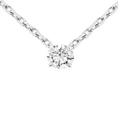 Collier Or Blanc 18K Solitaire Diamant 0.15ct