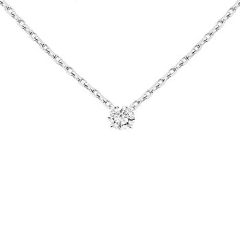 Collier Or Blanc 18K Solitaire Diamant 0.15ct 2