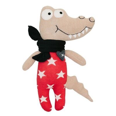 Cuddly toy sock toy crocodile midi red/beige