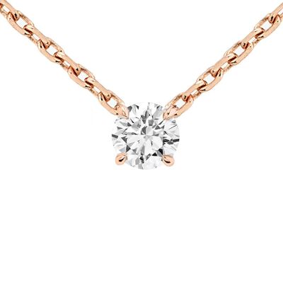 Gold 18K Solitaire Diamond 0.15ct Pink Gold Necklace
