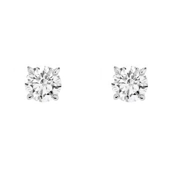 Boucles d'Oreilles Or Blanc 18K Solitaire Diamants 0.20ct 1