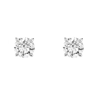 Boucles d'Oreilles Or Blanc 18K Solitaire Diamants 0.20ct