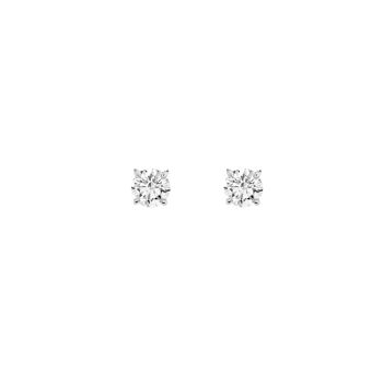 Boucles d'Oreilles Or Blanc 18K Solitaire Diamants 0.20ct 2