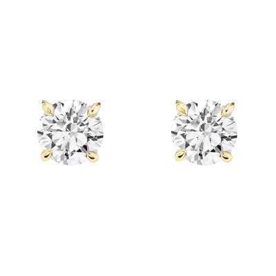Boucles d'Oreilles Or 18K Solitaire Diamants 0.20ct Or Jaune
