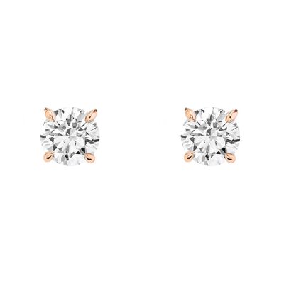 Pendientes de oro rosa de 0,20 ct con diamantes solitarios de 18 quilates