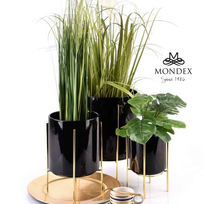 NEVA Flowerpot 12.8xH: 15.5cm black and gold