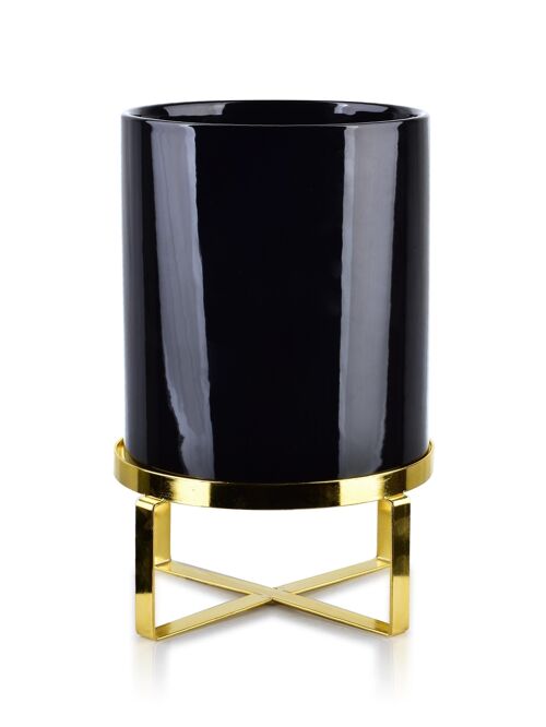 Neva Flowerpot 18cm x h21cm black and gold