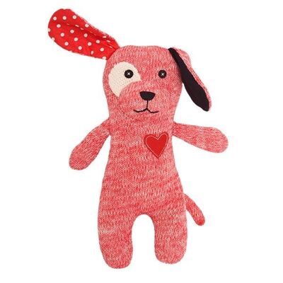 Cuddly toy dog knitted red