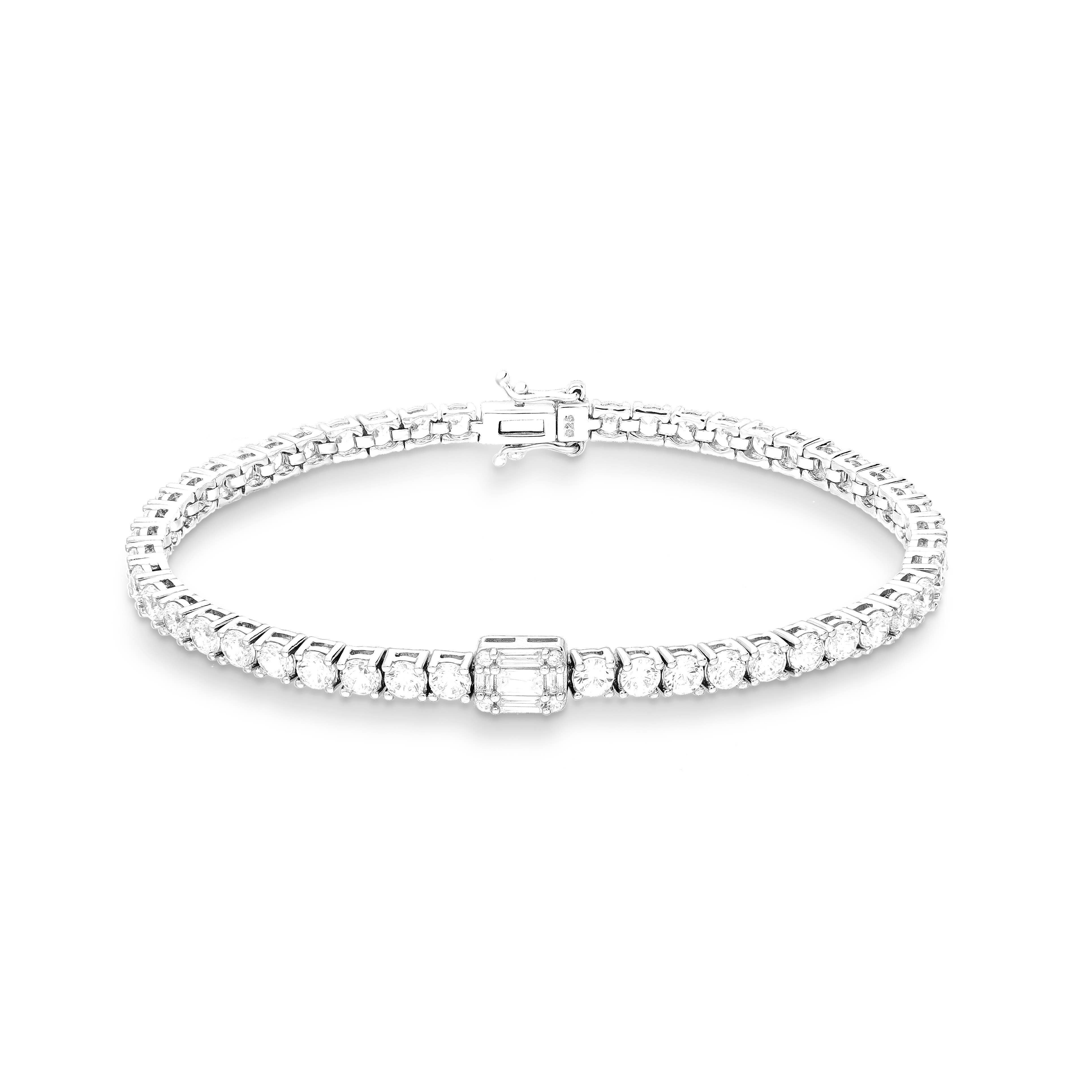 Moissanite Bracelet Sparkling Full Diamond Tennis 925 Silver Wedding  Engagement Jewelry White Gold Tennis Bracelets For Women - AliExpress