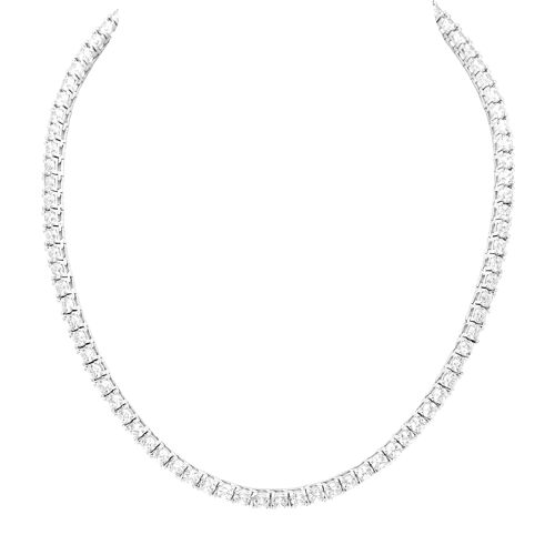 Silver 925 Tennis Cubic Zirconia CZ (13.00ct Simulated Diamond) Necklace