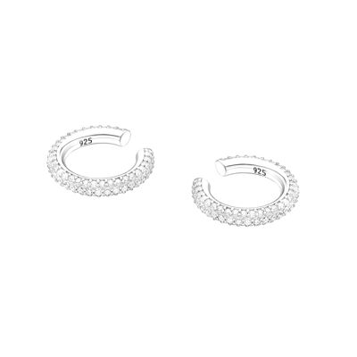 Argent 925 Pavé Unique Zircone Cubique Solide CZ (Di Simulé