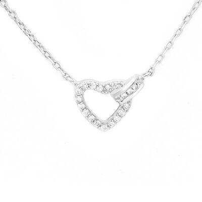 Silver 925 Heart Lock Cubic Zirconia CZ (Simulated Diamond)