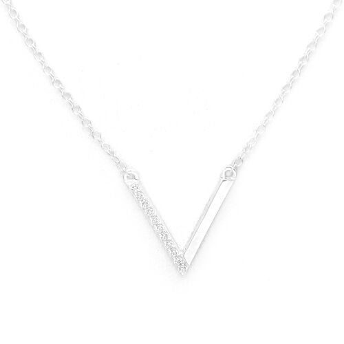 Silver 925 Chevron Cubic Zirconia CZ (Diamond Simulant) Neck