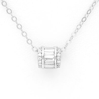 Plata 925 Barril Baguette Cubic Zirconia CZ (Diámetro simulado