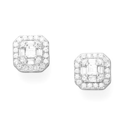 Argent 925 Deco Optagon Cubic Zirconia CZ (Diamant simulé