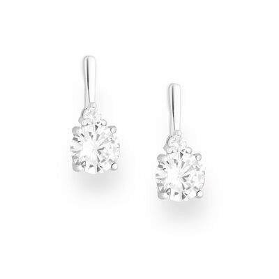 Argento 925 Drop Deux Round Cubic Zirconia CZ (2.12ct Simulat