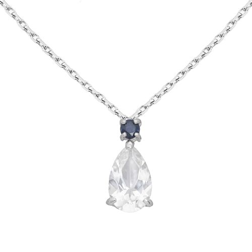 Silver 925 Drop Pear Natural Sapphire (0.20ct) with Natural