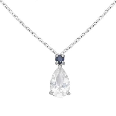 Silver 925 Drop Pear Natural Sapphire (0.20ct) with Natural