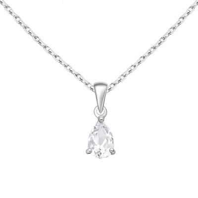 Argent 925 Drop Poire Topaze Blanche Naturelle (1.25ct Simulé D