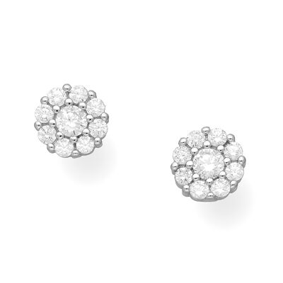 Silver 925 Cluster Tuttotondo CZ 4.20ct Stud Earrings
