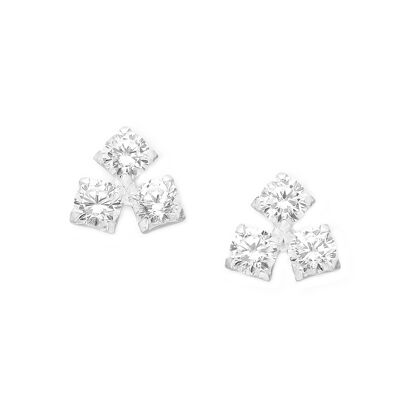 Pendientes Trilogía Plata 925 CZ 0.60ct Diamante Simulante