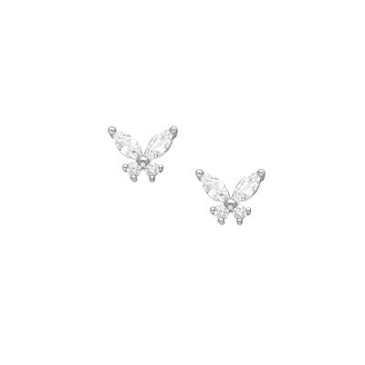 Silver 925 Papillon Petit  CZ 0.44ct Stud Earrings