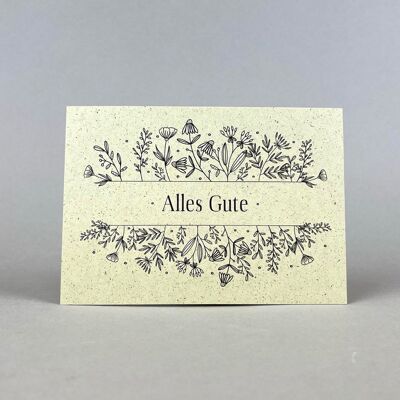 Papier herbe carte postale "All the best" (jaune)