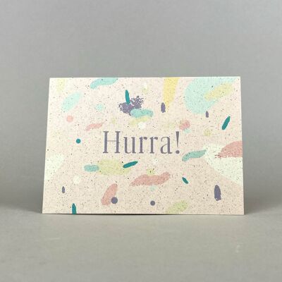 Postkarte Graspapier " Hurra! "