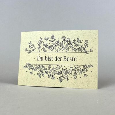 Postkarte Graspapier " Du bist der Beste "