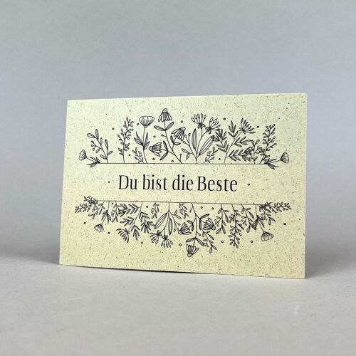 Postkarte Graspapier " Du bist die Beste "