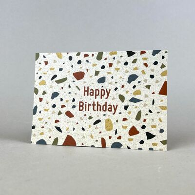 Papier herbe carte postale " Happy Birthday " (Terrazzo)