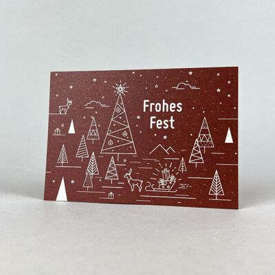Postkarte Graspapier " Frohes Fest "