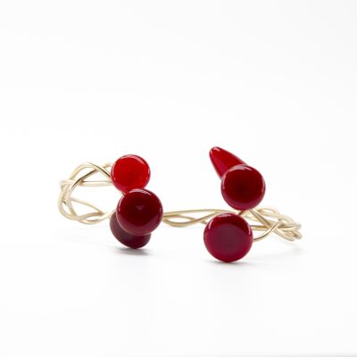 Bracelet fait main avec tresse rouge en verre de Murano