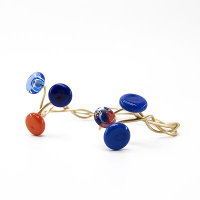 Bracelet fait main avec tresse bleue en verre de Murano