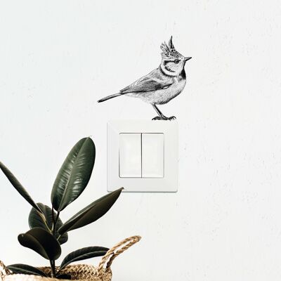 Calcomanía de pared de teta crestada - ilustración de pájaro - pegatina de pared