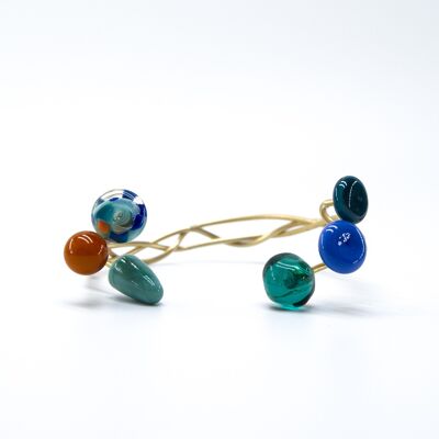 Bracelet fait main avec tresse verte en verre de Murano