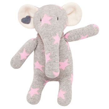 Peluche chaussette éléphant étoiles gris / rose