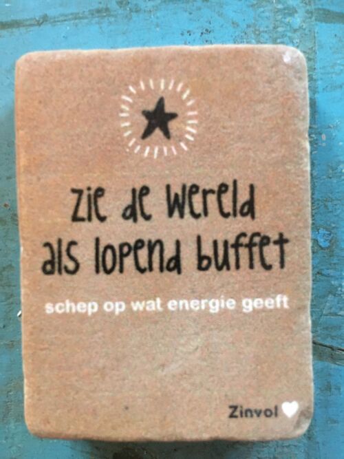 Steenmagneet - Zie de Wereld als lopend buffet, schep op wat energie geeft