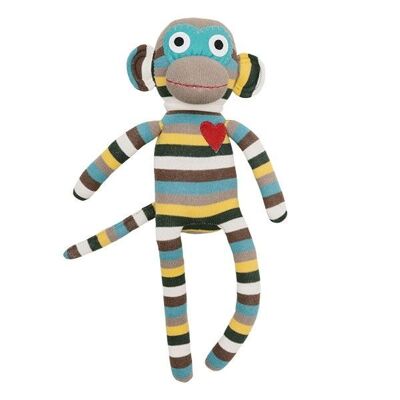 Cuddly toy sock monkey midi stripes gray / multi